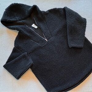 H&M Black Quarter Zip Pullover Sweater Size L Cozy Teddy Fleece